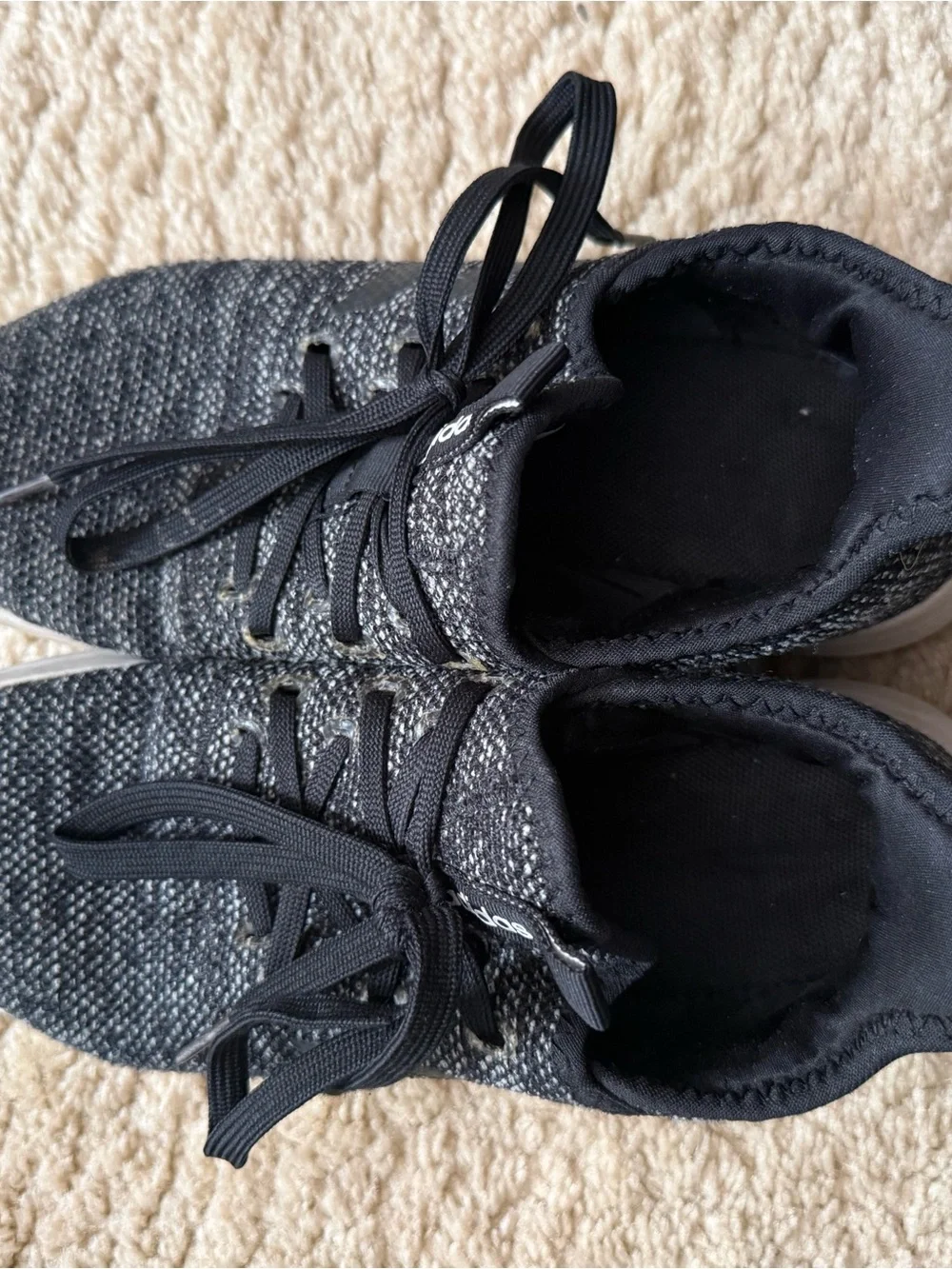adidas Men's Black and Gray Knit Running Sneakers